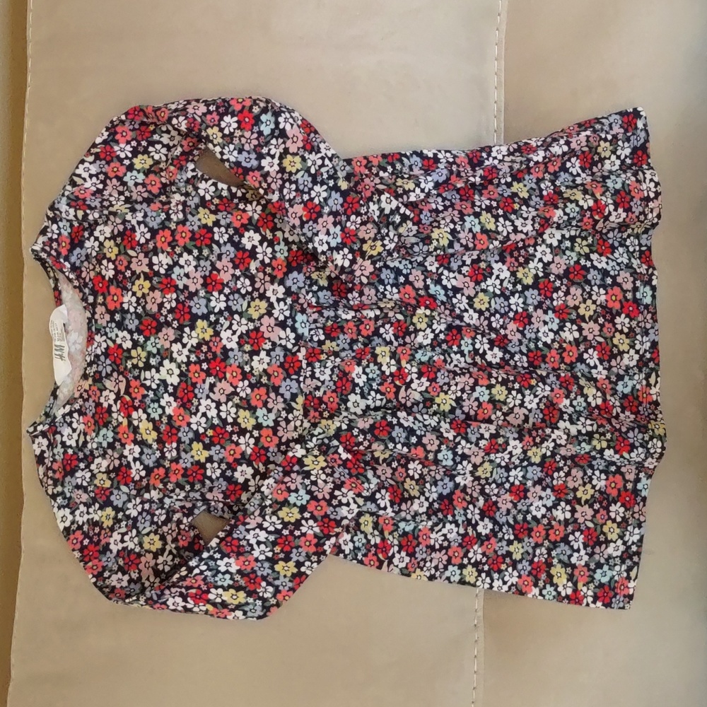 H&M Floral Print Long Sleeve Cotton Dress